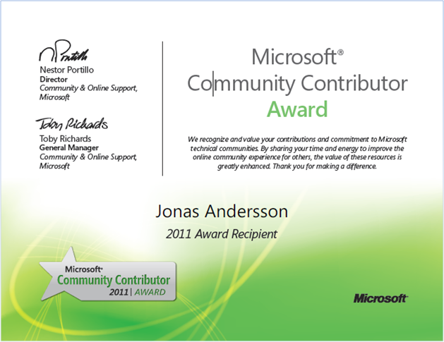 microsoft award